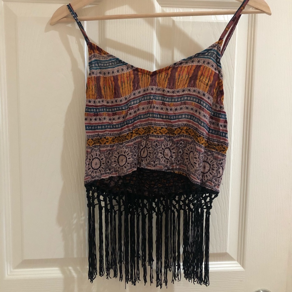 Bohemian Print Fringe Top
